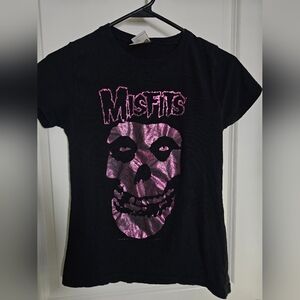 Women's Black and Pink Skull Tee